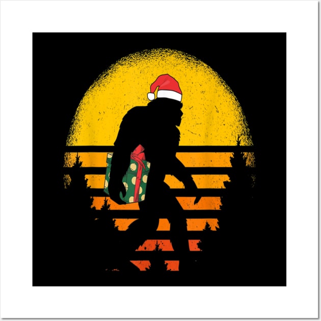 Santa Hat Sasquatch Bigfoot Christmas Wall Art by Buleskulls 